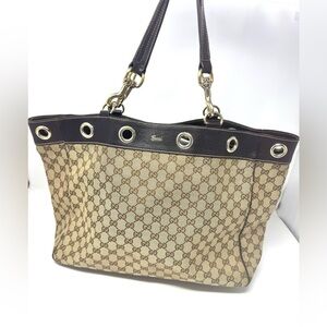 Gucci Positano GG Monogram Canvas Brown Tote Bag – Gold Hardware